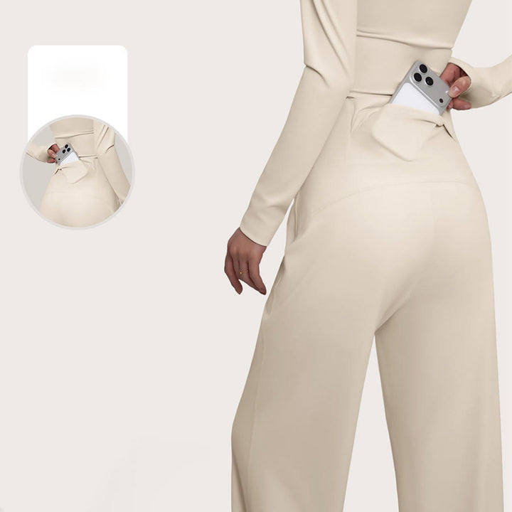 Olivenorma Crossover High Waist Split Wide Leg Loose Drape Yoga Women's Pants - image 6