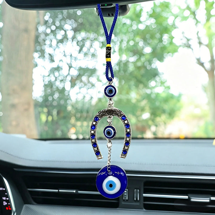 Olivenorma Retro Pattern Horseshoe Evil Eye Household Hanging Ornament - Blue Rope - image 0