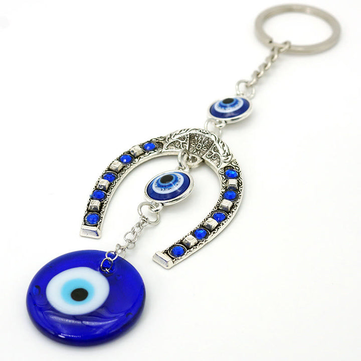 Olivenorma Retro Pattern Horseshoe Evil Eye Household Hanging Ornament - Keychain - image 5