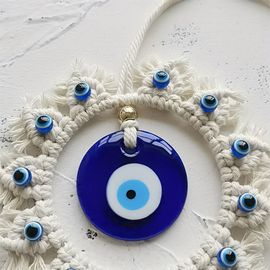 Olivenorma Handmade Macrame Evil Eye Wreath Wall Hanging Ornament - image 7
