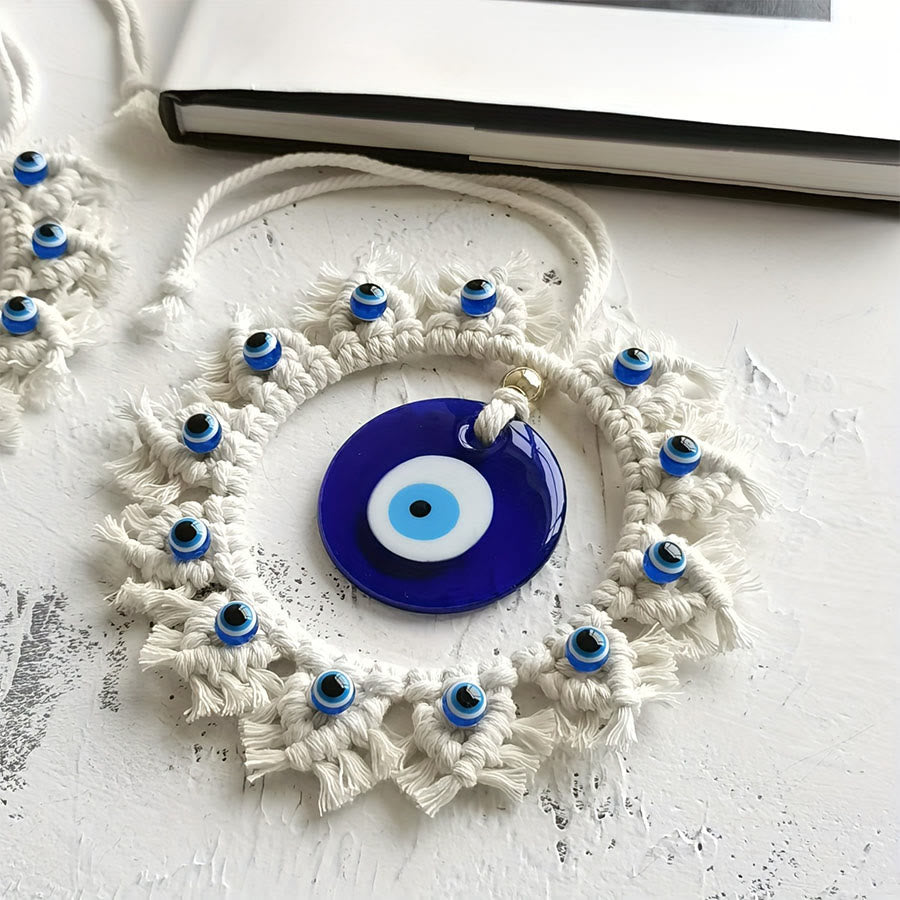Olivenorma Handmade Macrame Evil Eye Wreath Wall Hanging Ornament - image 3