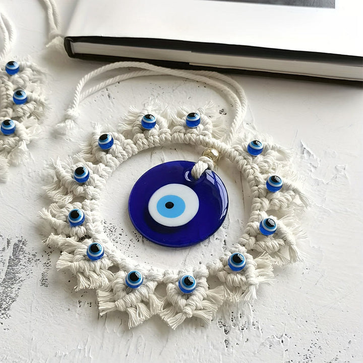 Olivenorma Handmade Macrame Evil Eye Wreath Wall Hanging Ornament - image 3