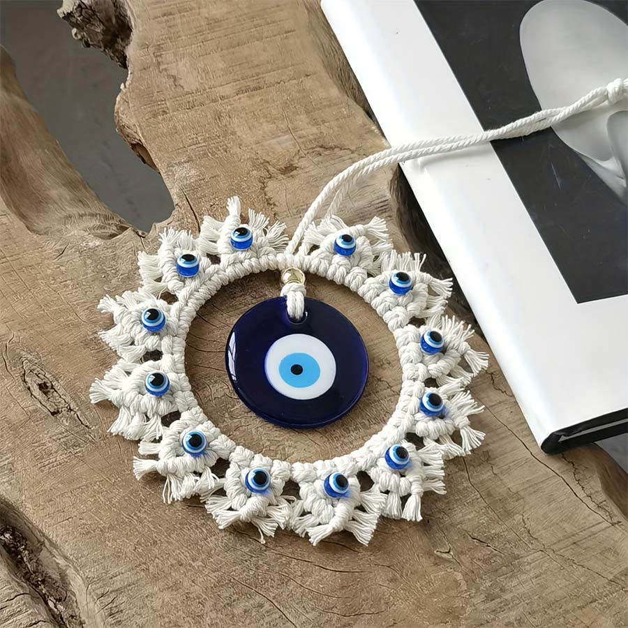 Olivenorma Handmade Macrame Evil Eye Wreath Wall Hanging Ornament - image 1
