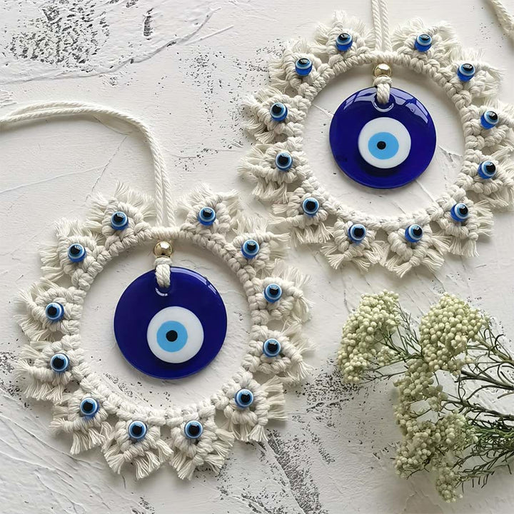 Olivenorma Handmade Macrame Evil Eye Wreath Wall Hanging Ornament - image 6