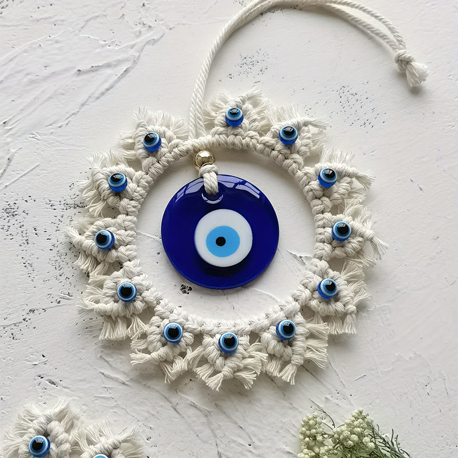 Olivenorma Handmade Macrame Evil Eye Wreath Wall Hanging Ornament - image 5