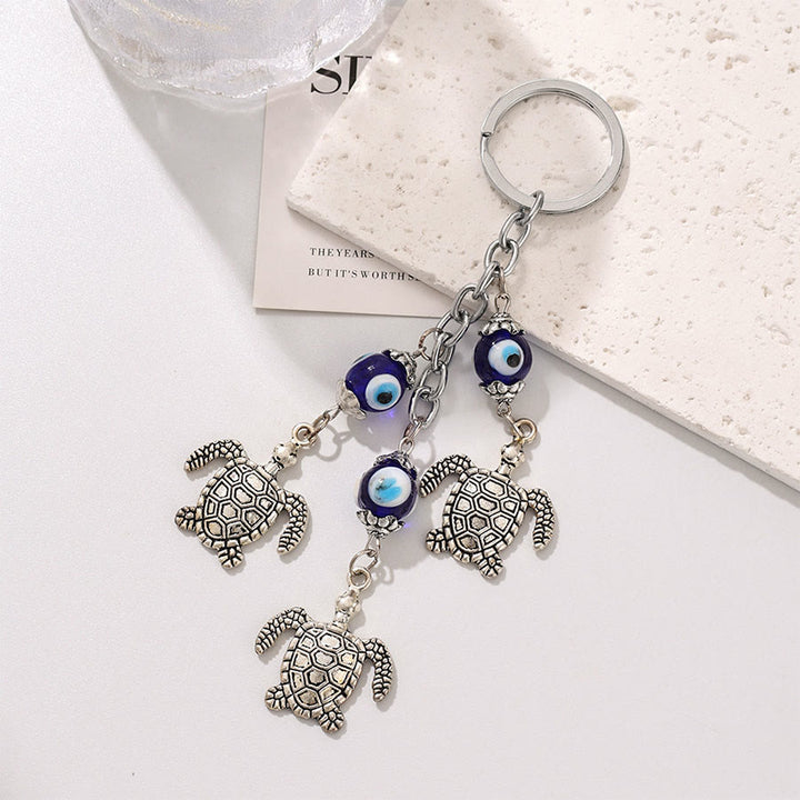 Olivenorma Classic Evil Eye Multi Charm Protective Keychain Ornament - Turtle Plain - image 6