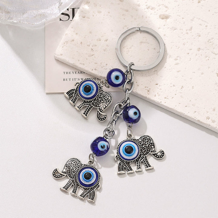 Olivenorma Classic Evil Eye Multi Charm Protective Keychain Ornament - Elephant Evil Eye - image 0