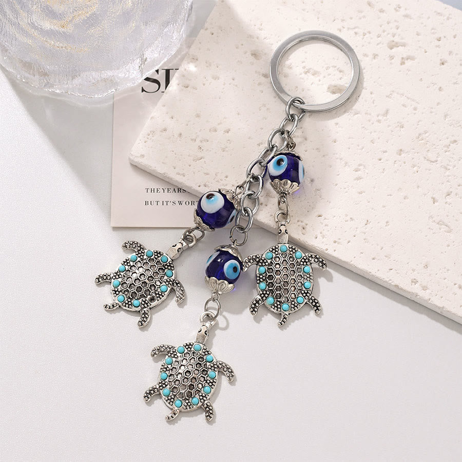 Olivenorma Classic Evil Eye Multi Charm Protective Keychain Ornament - Turtle Sky Blue - image 7
