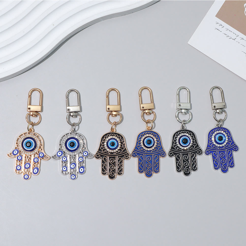 Olivenorma Exquisite Rhinestone Inlaid Hamsa Evil Eye Key Pendant Ornament - image 2