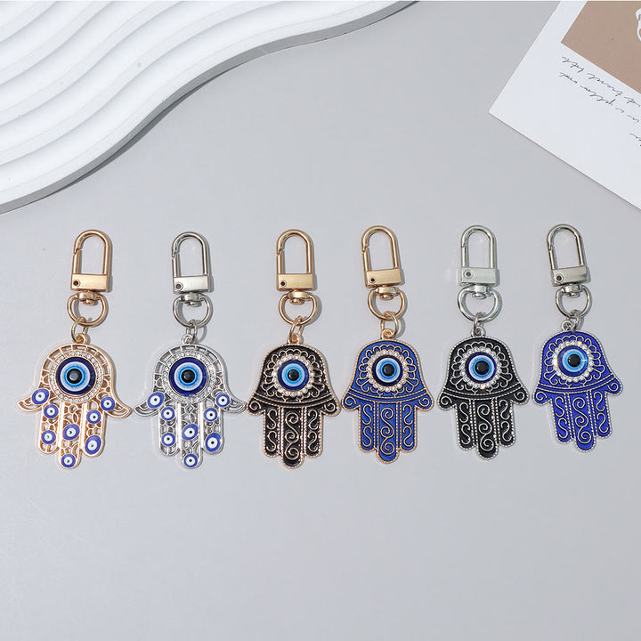 Olivenorma Exquisite Rhinestone Inlaid Hamsa Evil Eye Key Pendant Ornament - image 2