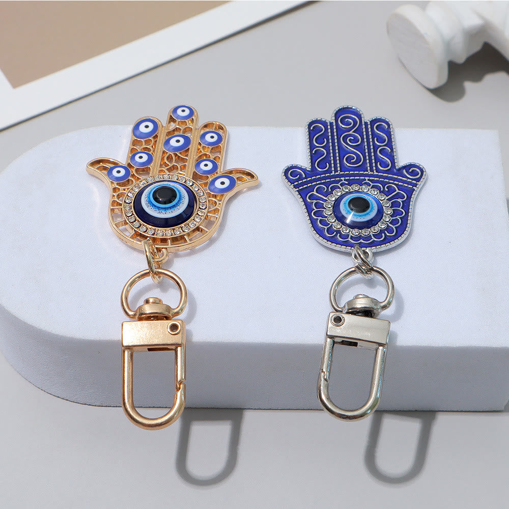 Olivenorma Exquisite Rhinestone Inlaid Hamsa Evil Eye Key Pendant Ornament - image 5