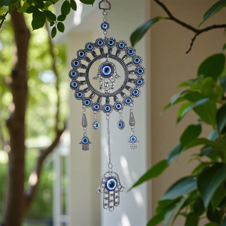 Olivenorma Bohemian Multi Evil Eye Hamsa Hand Blessing Home Decor Ornament - Sun Flower Palm - image 0