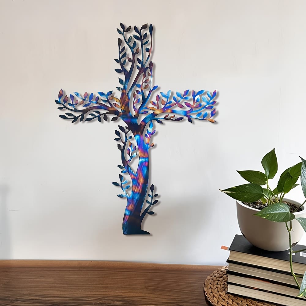 Olivenorma 1Pcs Metal Wall Art Featuring a Tree of Life Cross Home Wall Cross - image 7