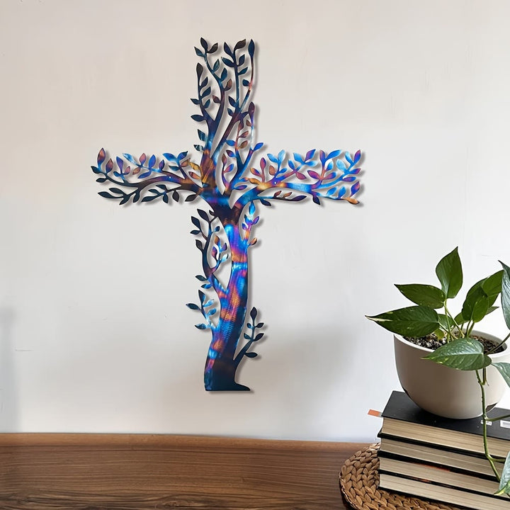 Olivenorma 1Pcs Metal Wall Art Featuring a Tree of Life Cross Home Wall Cross - image 7