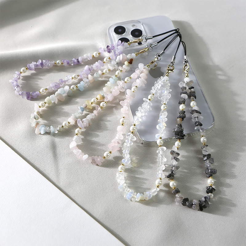 Olivenorma Handcrafted Natural Chip Stone Beaded Wrist Anti-Lost Phone Chain Strap - image 0