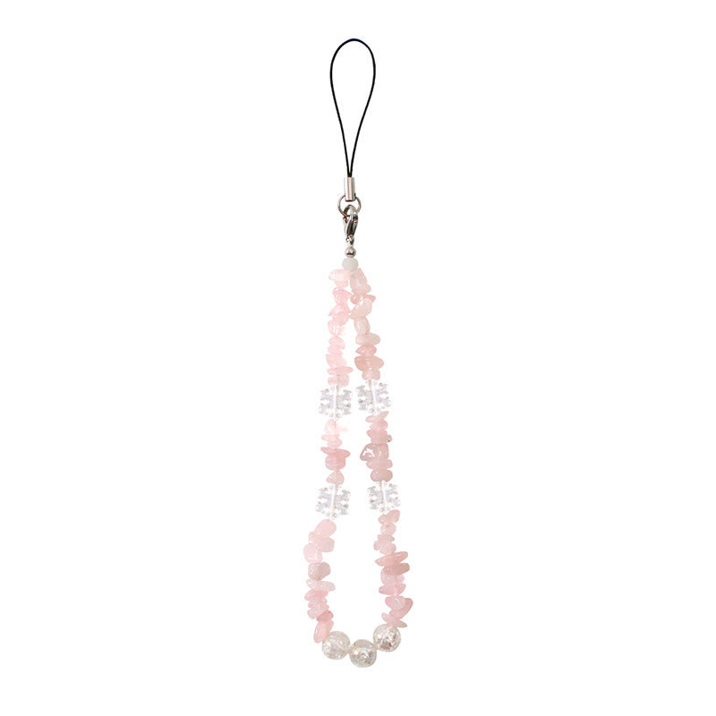 Olivenorma Delicate Snowflake Accent Beaded Detachable Phone Chain Strap - Rose Quartz - image 7