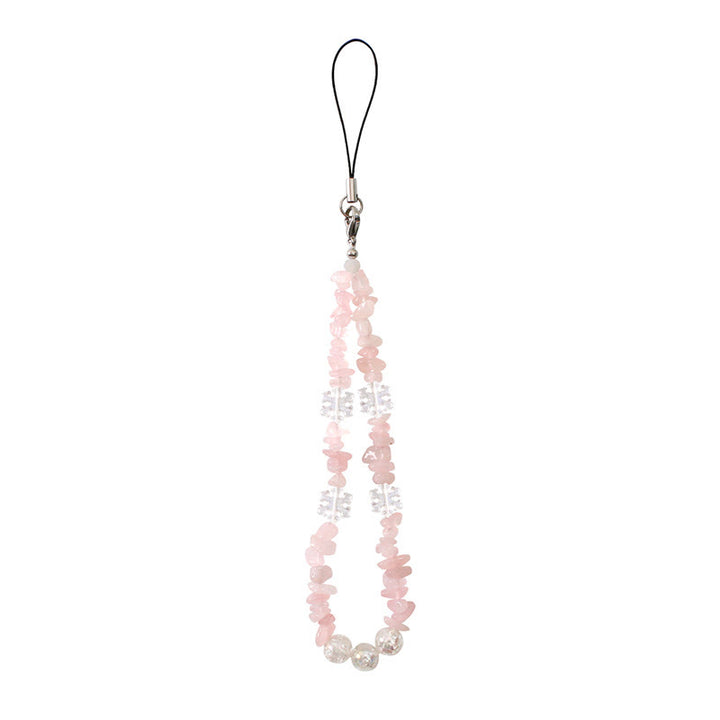 Olivenorma Delicate Snowflake Accent Beaded Detachable Phone Chain Strap - Rose Quartz - image 7