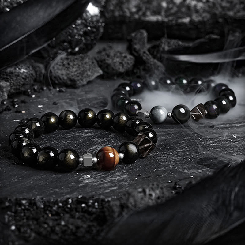 Olivenorma Gold Obsidian & Obsidian Grounding Protective Bracelet - image 6