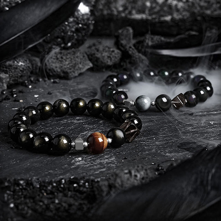 Olivenorma Gold Obsidian & Obsidian Grounding Protective Bracelet - image 6