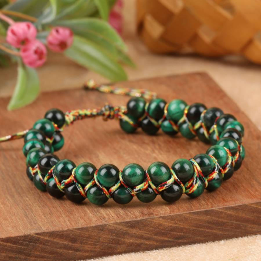 FREE Today: 1Pcs 6mm Beads Natural Cat's Eye/Tiger's Eye Beads Bohemian Adjustable Vacation Bracelet - image 1