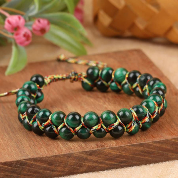 FREE Today: 1Pcs 6mm Beads Natural Cat's Eye/Tiger's Eye Beads Bohemian Adjustable Vacation Bracelet - image 1