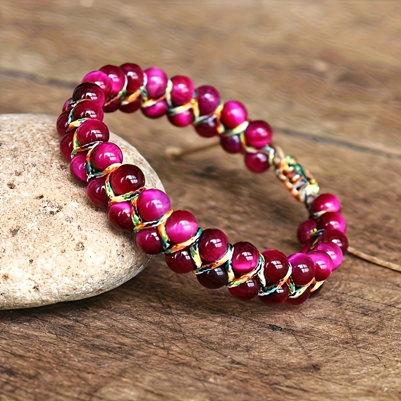 FREE Today: 1Pcs 6mm Beads Natural Cat's Eye/Tiger's Eye Beads Bohemian Adjustable Vacation Bracelet - image 7