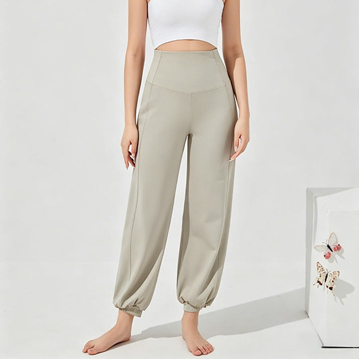 Olivenorma High Waist Ankle Length Harem Loose Yoga Women's Pants - Beige-Gray - XXL - image 10