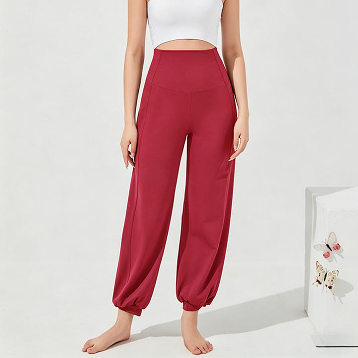 Olivenorma High Waist Ankle Length Harem Loose Yoga Women's Pants - Raspberry Red - XXL - image 17