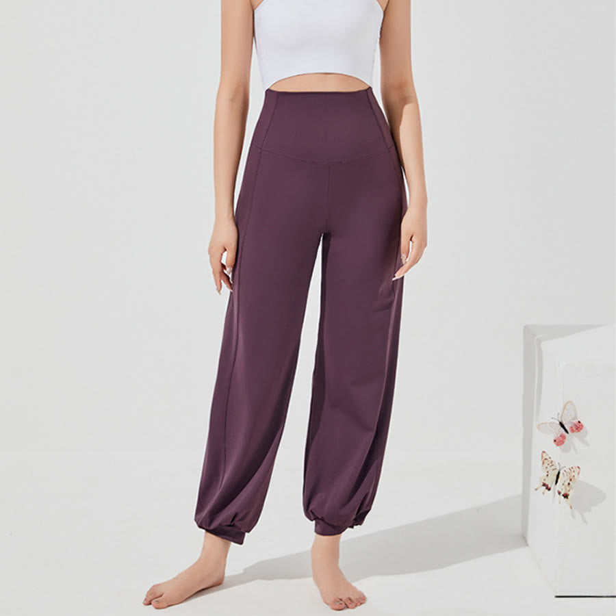 Olivenorma High Waist Ankle Length Harem Loose Yoga Women's Pants - Purple-Red - XXL - image 0