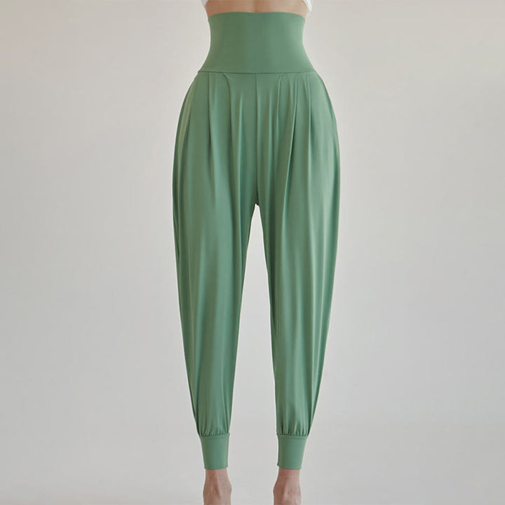 Olivenorma Ultra High Waist Pleated Loose Harem Jogger Yoga Women's Pants - Emerald Green - L - image 23