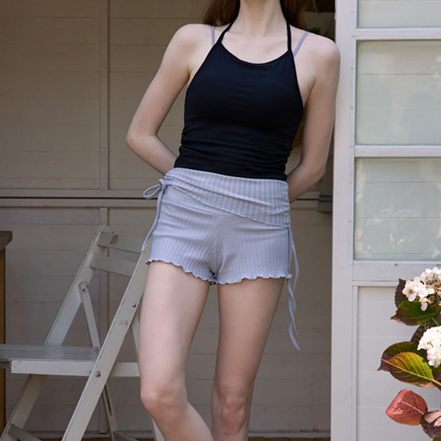 Olivenorma Fold Over Waist Ruched Side Drawstring Casual Yoga Women's Shorts - image 10