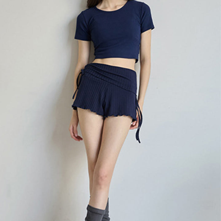 Olivenorma Fold Over Waist Ruched Side Drawstring Casual Yoga Women's Shorts - image 33