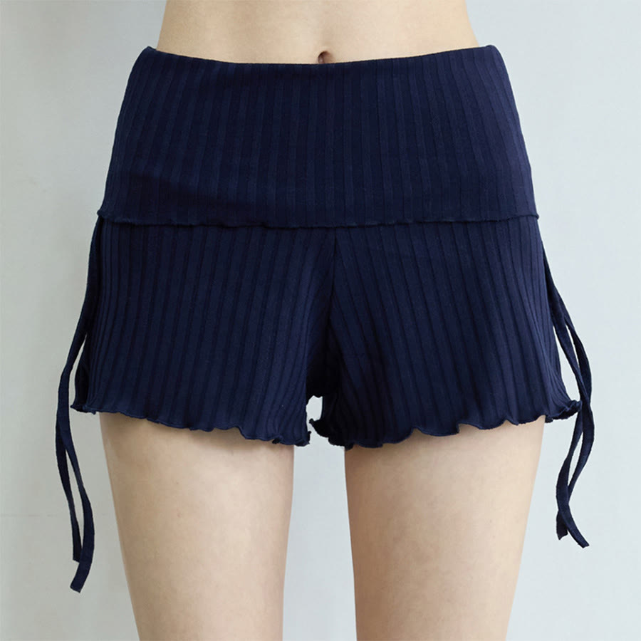 Olivenorma Fold Over Waist Ruched Side Drawstring Casual Yoga Women's Shorts - Royal Blue - L - image 31
