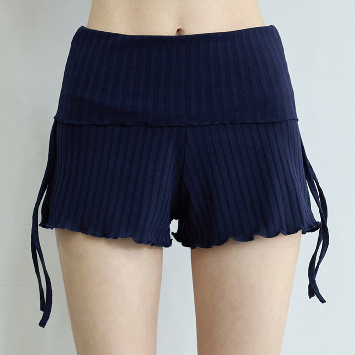 Olivenorma Fold Over Waist Ruched Side Drawstring Casual Yoga Women's Shorts - Royal Blue - L - image 31