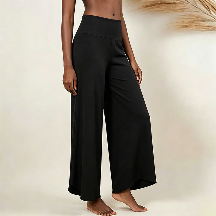 Olivenorma High Waist Shirred Loose Straight Leg Yoga Women's Pants - Black - L - image 2