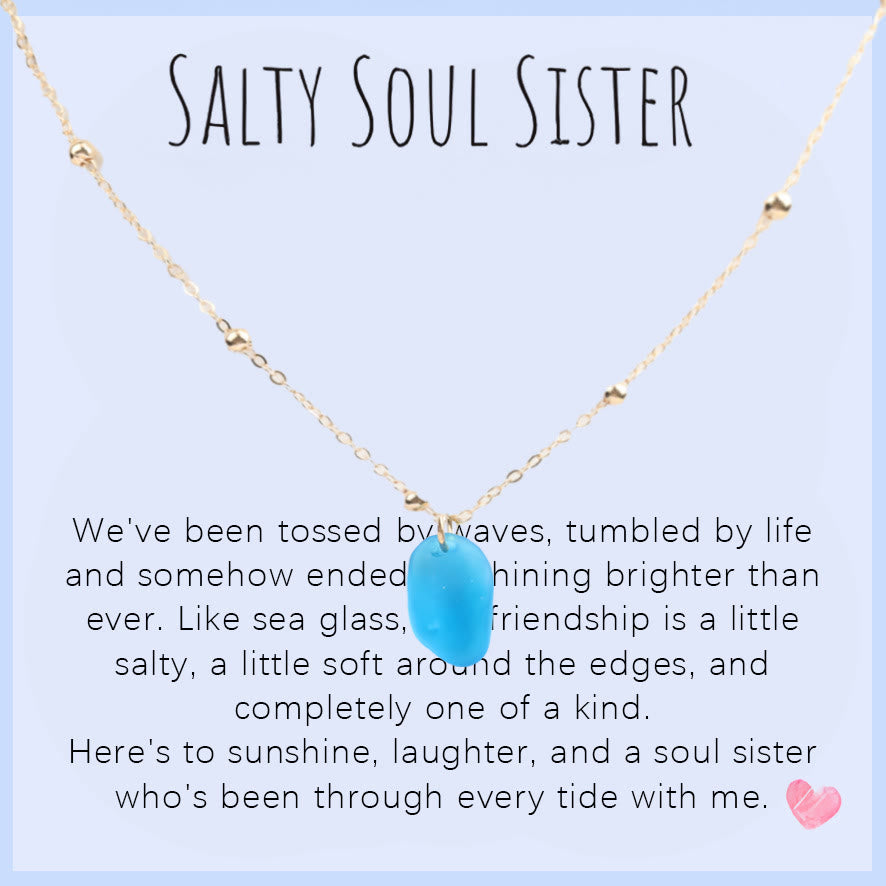 FREE Today: Handcrafted Sea Glass Teardrop Necklace with Card - Sea-Blue Sea Glass - Salty Soul Sister - image 2