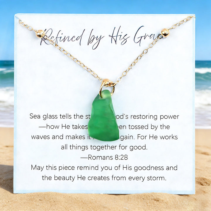 FREE Today: Handcrafted Sea Glass Teardrop Necklace with Card - Green Sea Glass - Refined by His Grace - image 8