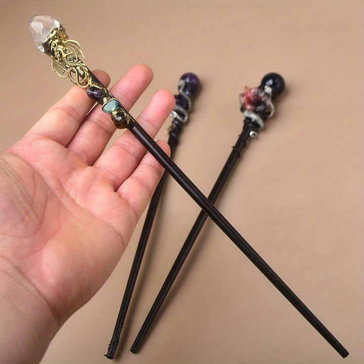 FREE Today: 1Pcs Crystal Witch Wand Handmade Wand Cosplay Halloween Scepter Witch Cane Halloween Gift - image 15