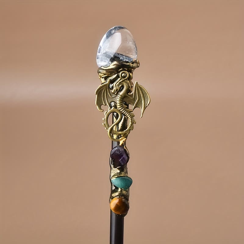 FREE Today: 1Pcs Crystal Witch Wand Handmade Wand Cosplay Halloween Scepter Witch Cane Halloween Gift - Clear Crystal - image 3