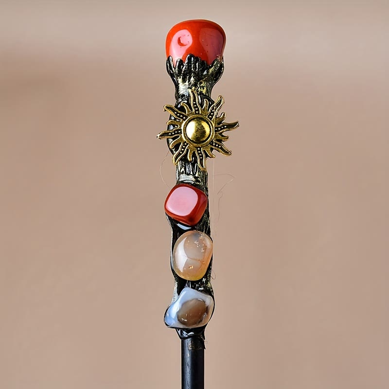 FREE Today: 1Pcs Crystal Witch Wand Handmade Wand Cosplay Halloween Scepter Witch Cane Halloween Gift - Red Jasper - image 5