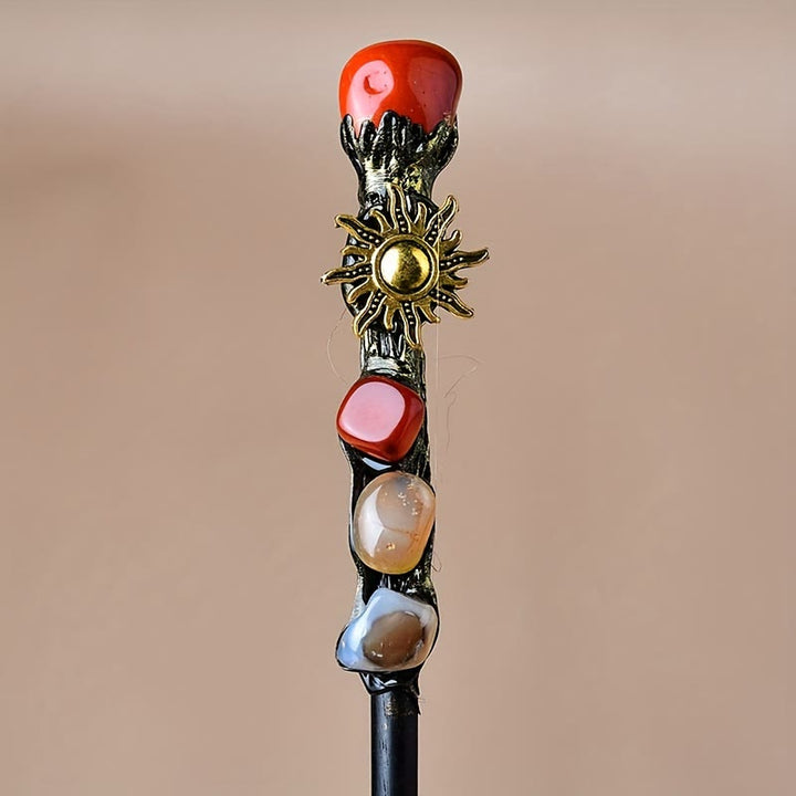 FREE Today: 1Pcs Crystal Witch Wand Handmade Wand Cosplay Halloween Scepter Witch Cane Halloween Gift - Red Jasper - image 5