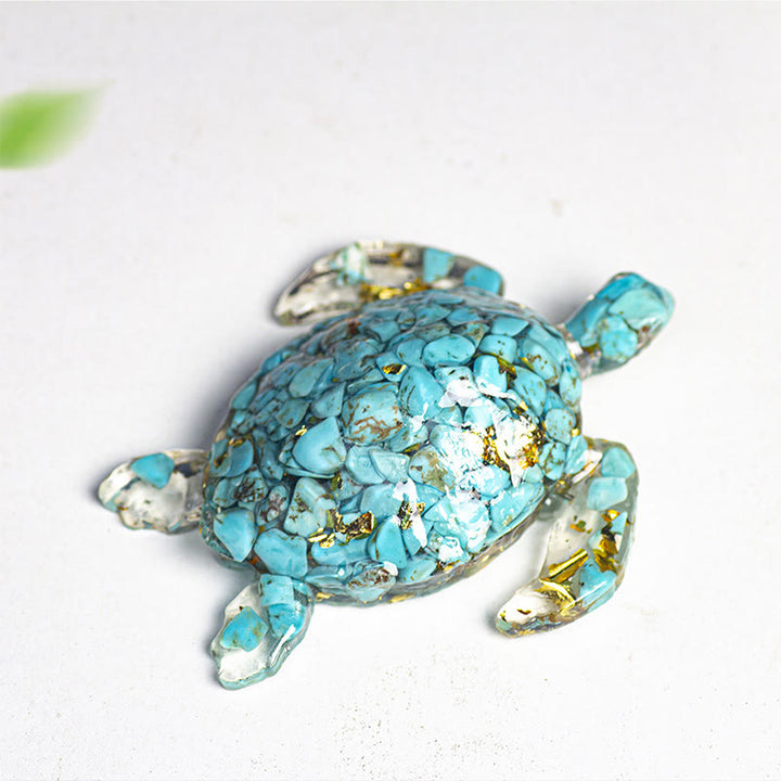 FREE Today: Turtle Ornament with Gold Leaf Details Gemstone Decoration With Card - Turquoise - With Card - image 3