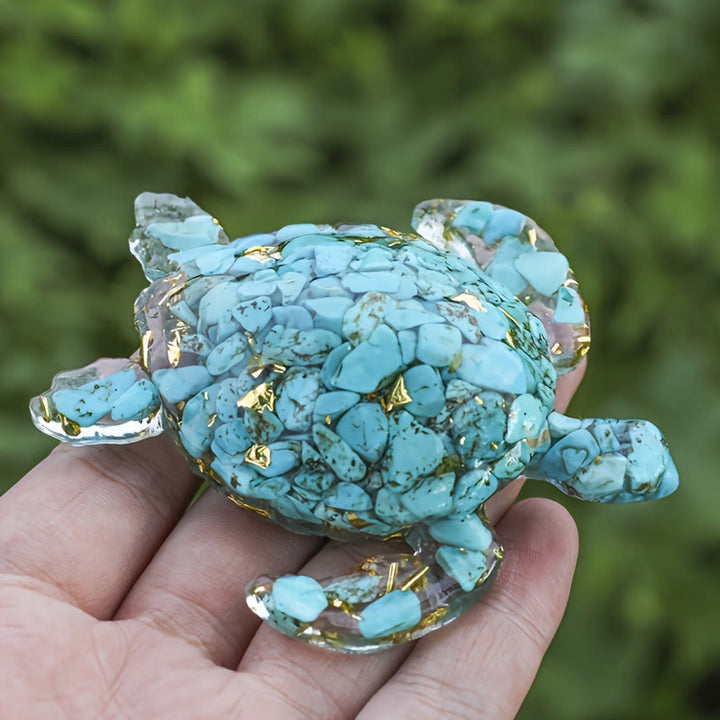 FREE Today: Turtle Ornament with Gold Leaf Details Gemstone Decoration With Card - image 2