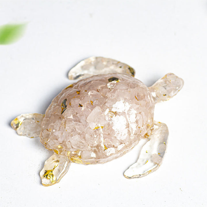 FREE Today: Turtle Ornament with Gold Leaf Details Gemstone Decoration With Card - Rose Quartz - With Card - image 4
