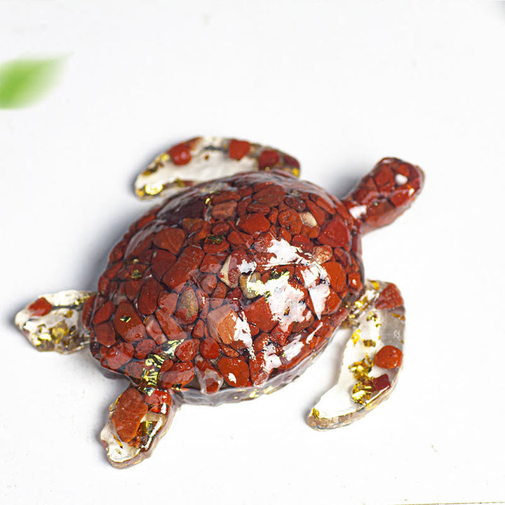 FREE Today: Turtle Ornament with Gold Leaf Details Gemstone Decoration With Card - Red Jasper - With Card - image 13