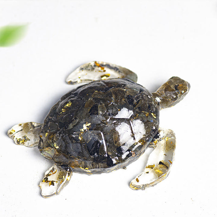 FREE Today: Turtle Ornament with Gold Leaf Details Gemstone Decoration With Card - Labradorite - With Card - image 22