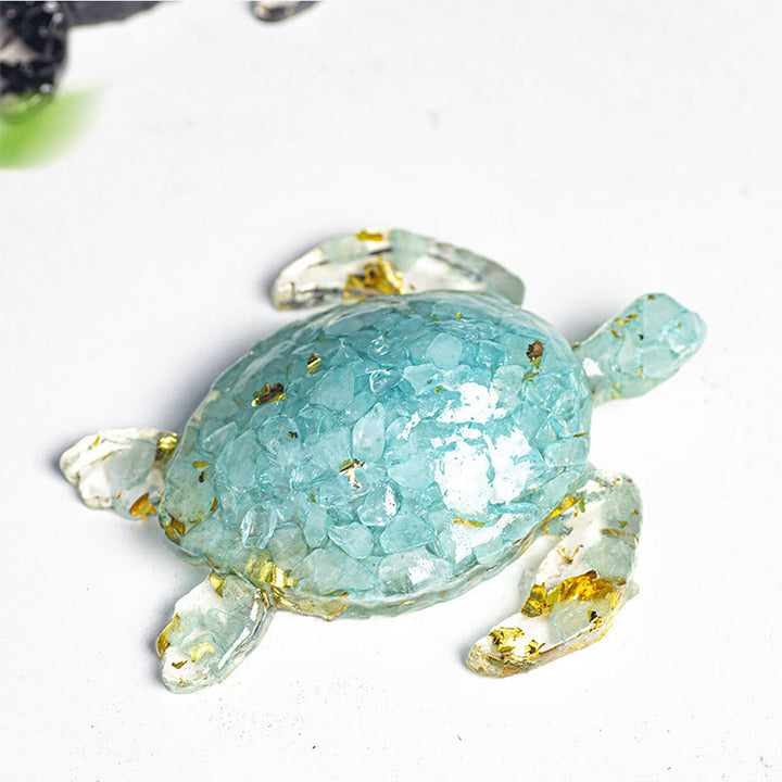 FREE Today: Turtle Ornament with Gold Leaf Details Gemstone Decoration With Card - Aquamarine - With Card - image 20