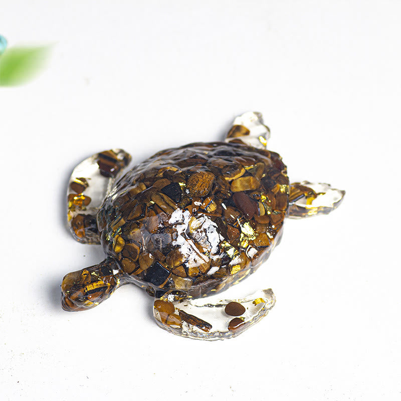 FREE Today: Turtle Ornament with Gold Leaf Details Gemstone Decoration With Card - Tiger Eye - With Card - image 9