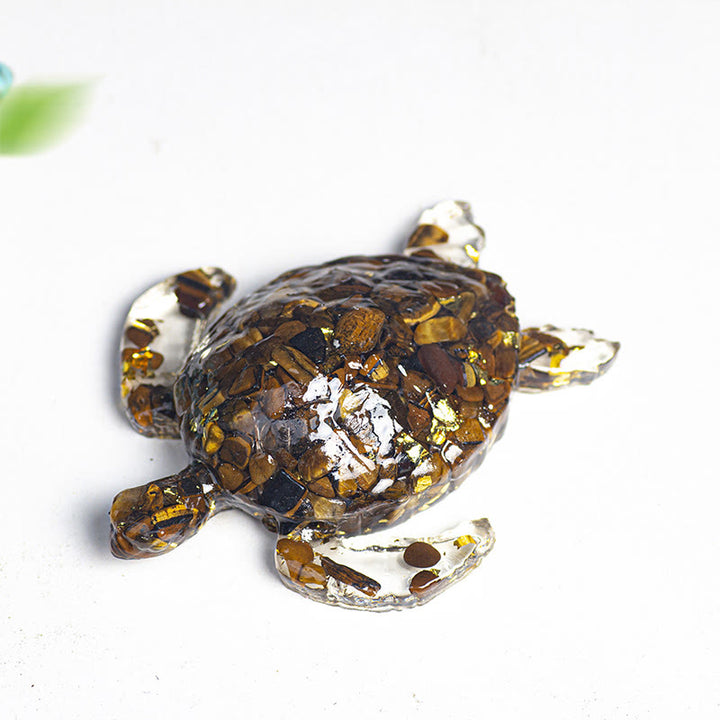 FREE Today: Turtle Ornament with Gold Leaf Details Gemstone Decoration With Card - Tiger Eye - With Card - image 9