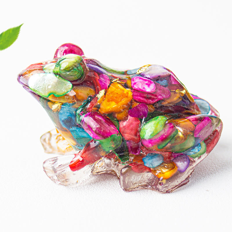Olivenorma Renewal Leap Gem Frog Figurine Gemstone Decoration - Colorful Shell - With Card - image 32